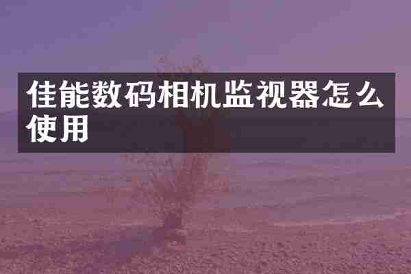 佳能数码相机监视器怎么使用