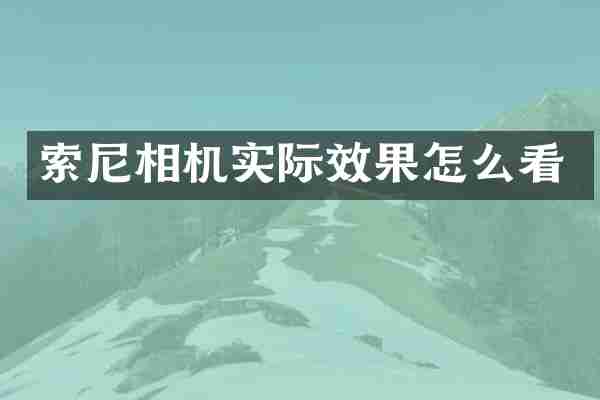 索尼相机实际效果怎么看