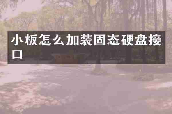 小板怎么加装固态硬盘接口