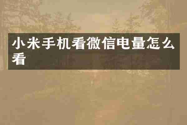 小米手机看微信电量怎么看