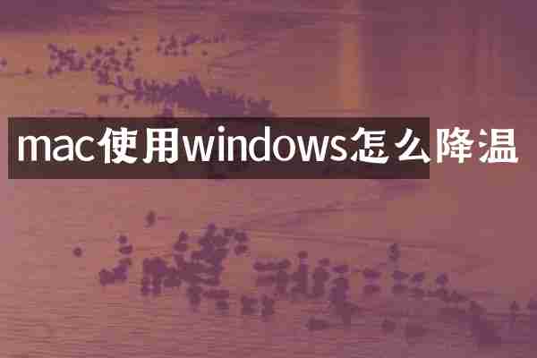 mac使用windows怎么降温