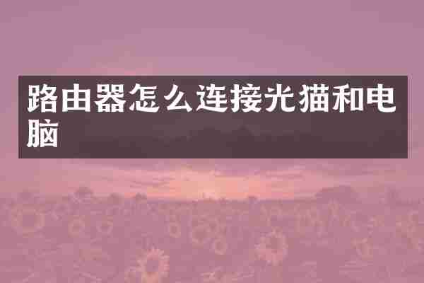 路由器怎么连接光猫和电脑