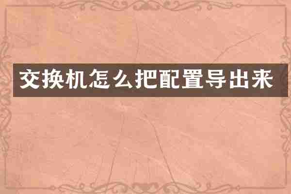 交换机怎么把配置导出来