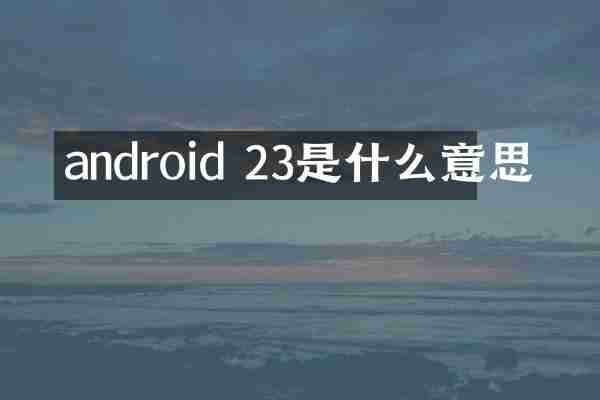 android 23是什么意思