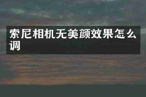 索尼相机无美颜效果怎么调