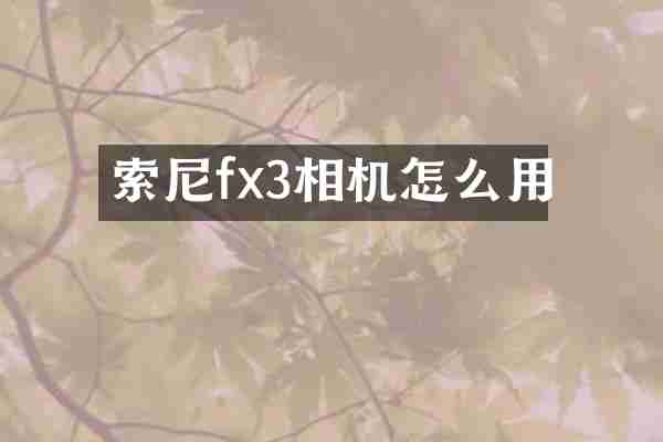 fx3相机怎么用