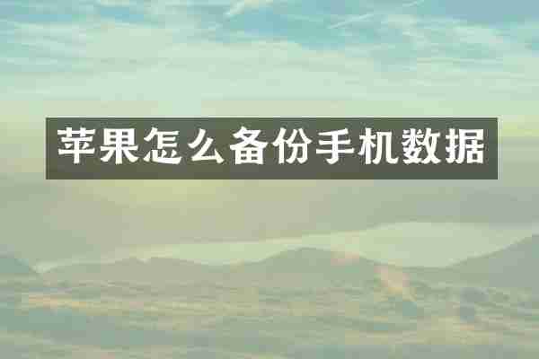 苹果怎么备份手机数据