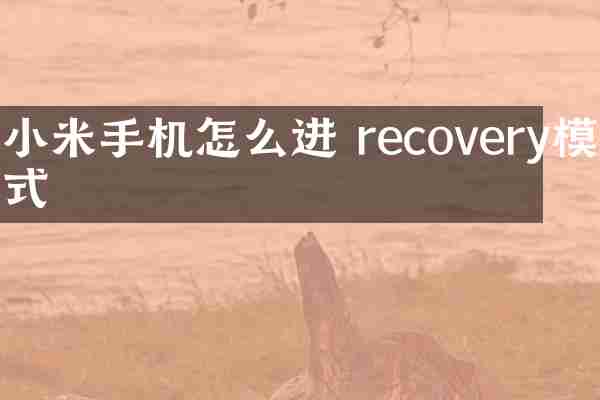 小米手机怎么进 recovery模式