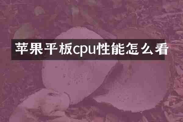 苹果平板cpu性能怎么看