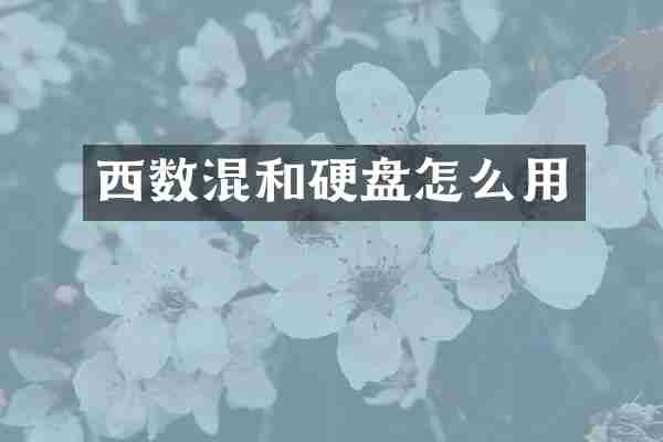 西数混和硬盘怎么用