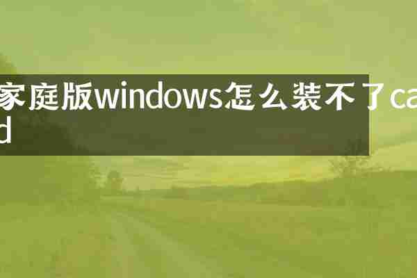 家庭版windows怎么装不了cad