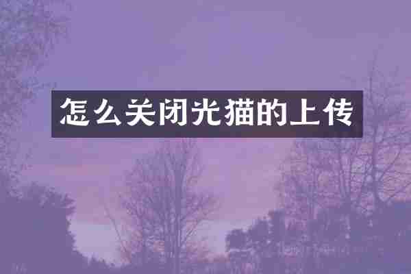 怎么关闭光猫的上传