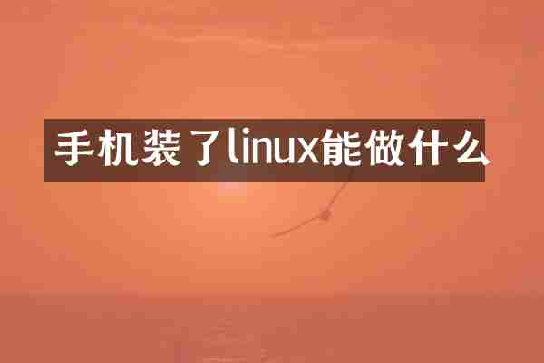 手机装了linux能做什么