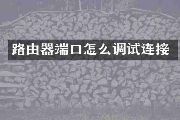 路由器端口怎么调试连接
