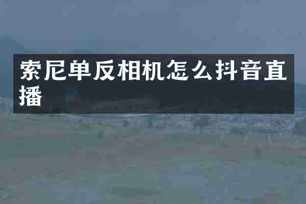 单反相机怎么抖音直播