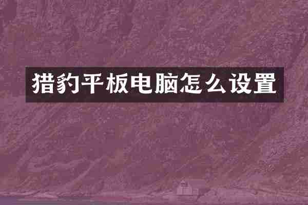 猎豹平板电脑怎么设置