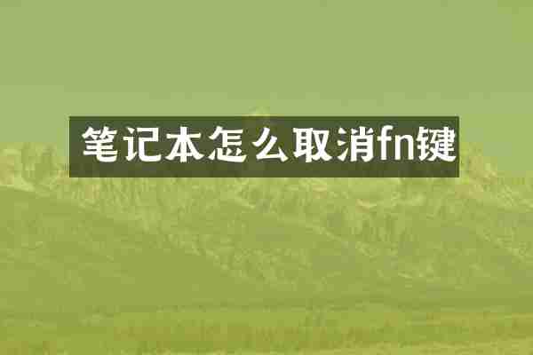 笔记本怎么取消fn键