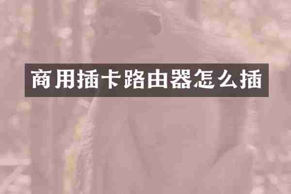 商用插卡路由器怎么插