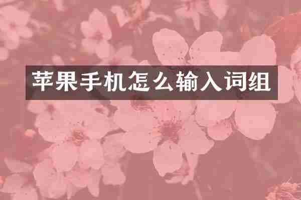 苹果手机怎么输入词组