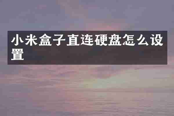 小米盒子直连硬盘怎么设置