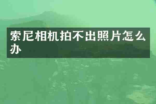 索尼相机拍不出照片怎么办