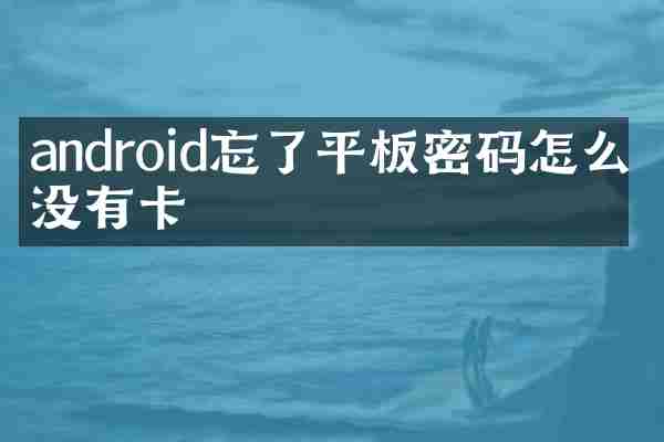 android忘了平板密码怎么办没有卡