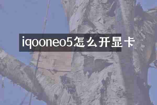 iqooneo5怎么开显卡