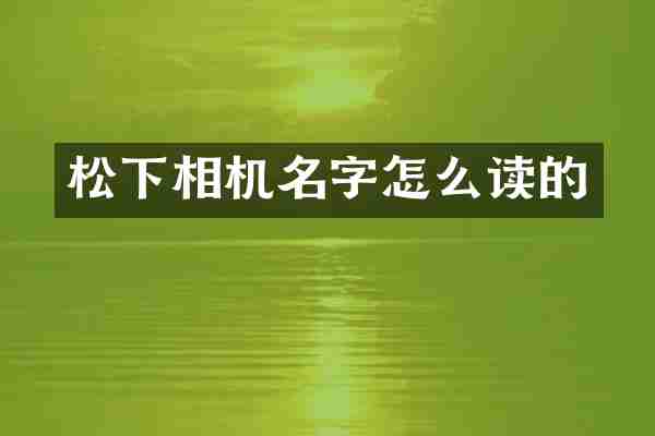 松下相机名字怎么读的