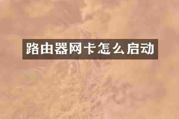 路由器网卡怎么启动