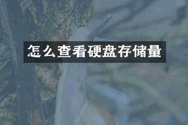 怎么查看硬盘存储量