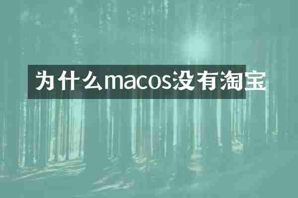 为什么macos没有淘宝