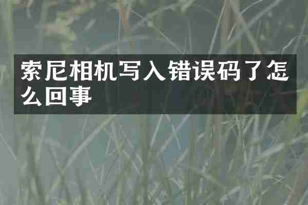 索尼相机写入错误码了怎么回事