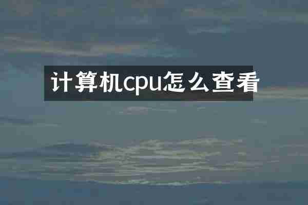 计算机cpu怎么查看
