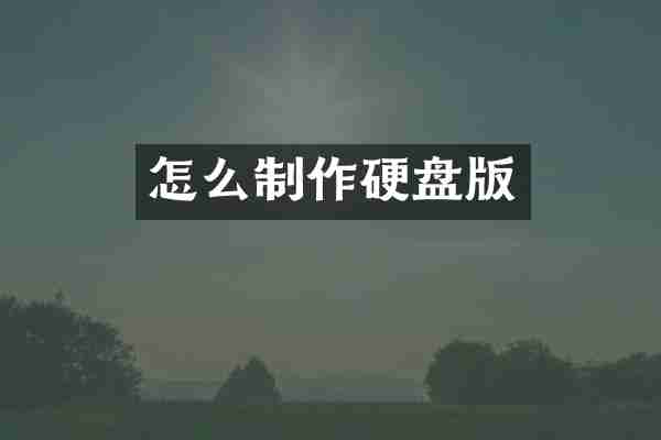 怎么制作硬盘版