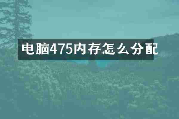 电脑475内存怎么分配