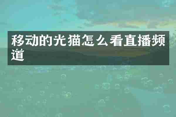 移动的光猫怎么看直播频道