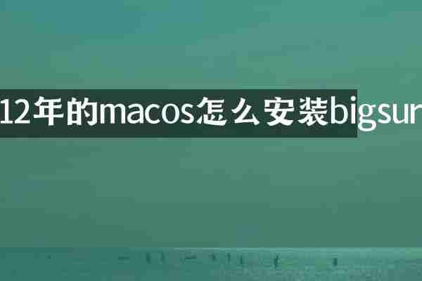 12年的macos怎么安装bigsur