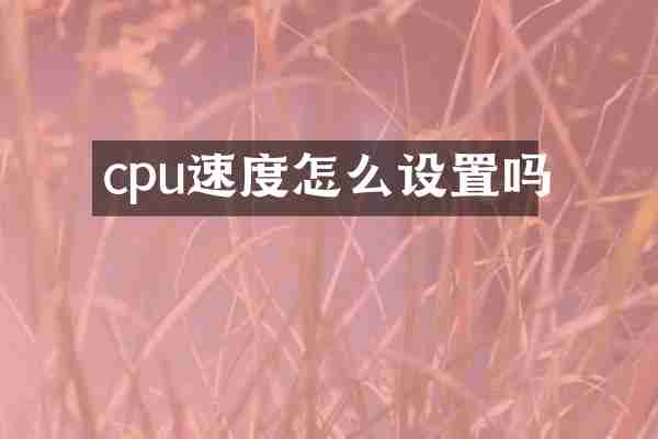 cpu速度怎么设置吗