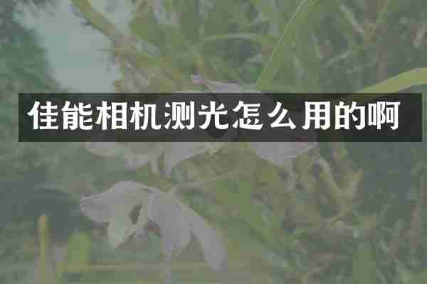 佳能相机测光怎么用的啊