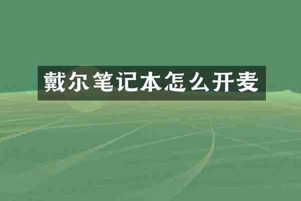 戴尔笔记本怎么开麦