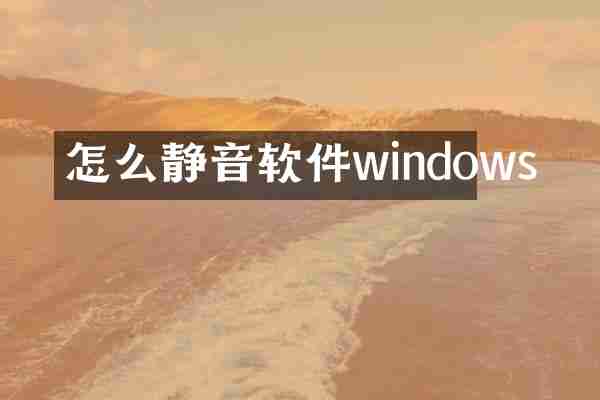 怎么静音软件windows