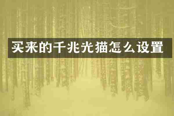 买来的千兆光猫怎么设置