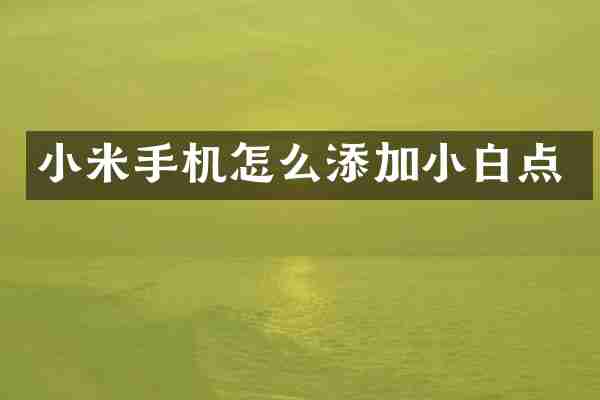 小米手机怎么添加小白点