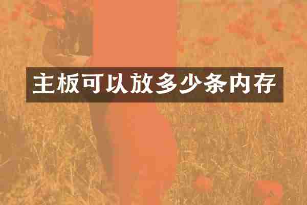 主板可以放多少条内存