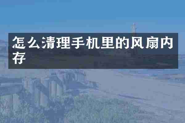 怎么清理手机里的风扇内存