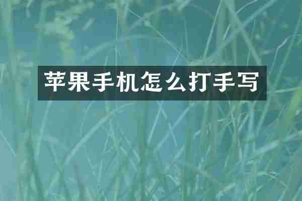 苹果手机怎么打手写