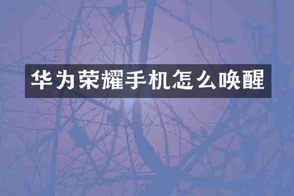 华为荣耀手机怎么唤醒