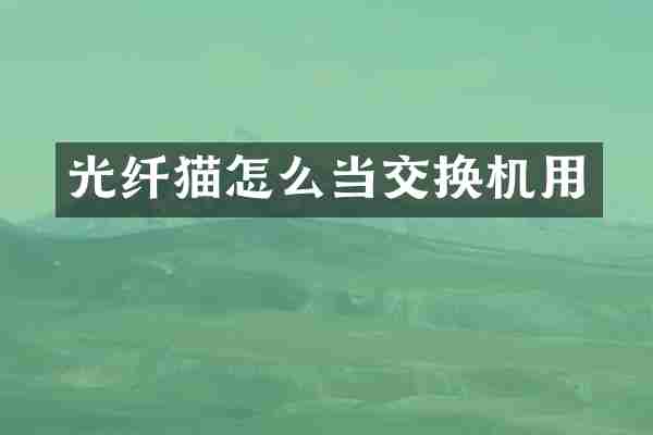 光纤猫怎么当交换机用