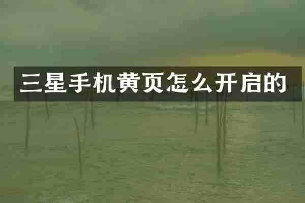 三星手机黄页怎么开启的