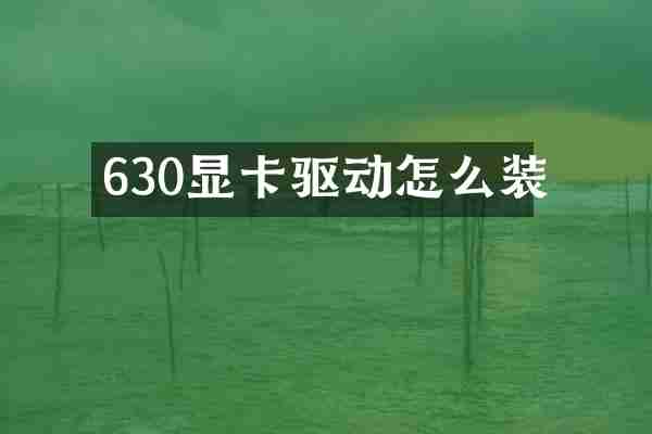 630显卡驱动怎么装